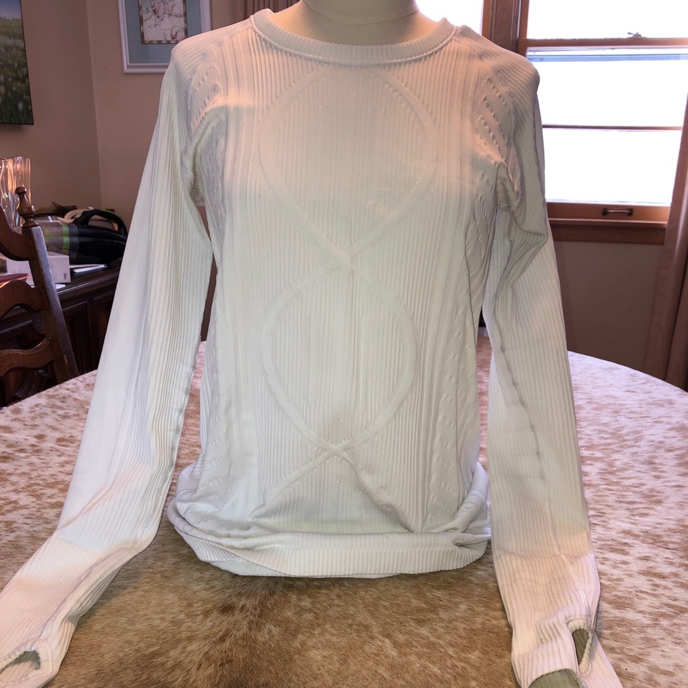 Lululemon, size 10, white long sleeved T-shirt